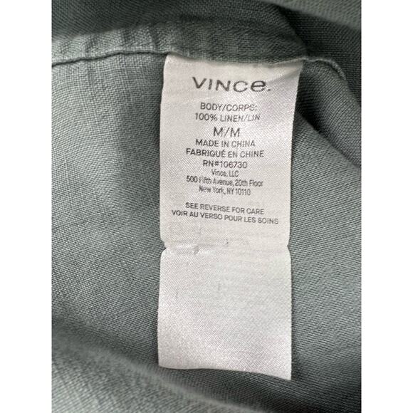 Vince Men's Classic Fit 100% Linen Button Down Shirt Sage Green Size Medium - Picture 10 of 11